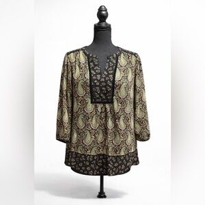 DR2 Boho Paisley Floral Tunic Top Size Small